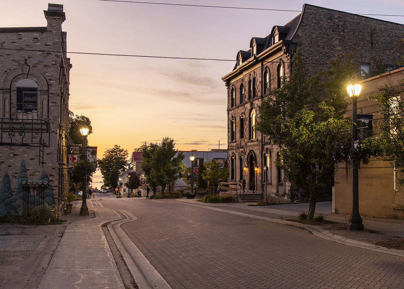 Harbour Street in Kincardine looking towards Lake Huron at Sunset