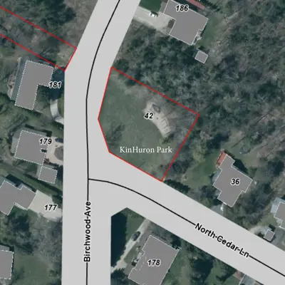 Aerial map showing the Kinhuron Park location.